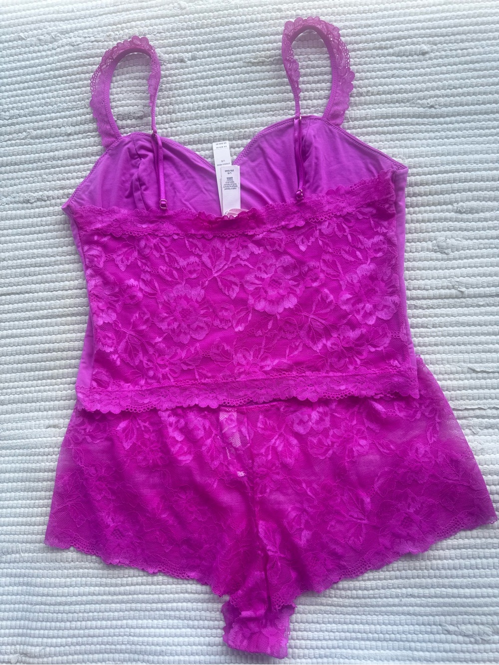 Victoria’s Secret Cami + Lace Shorts Pajama Set Magenta Pink NWT L/XL - Picture 5 of 9